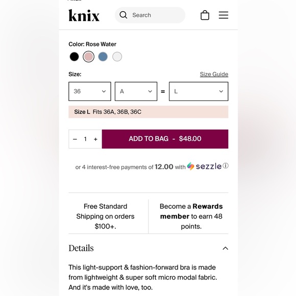 KNIX BRA. New w tags on. Black - Picture 4 of 4